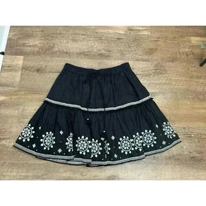 Kate Spade Mosaic Embroidered Skirt Mini Lined Black White Size M NWT Pull On